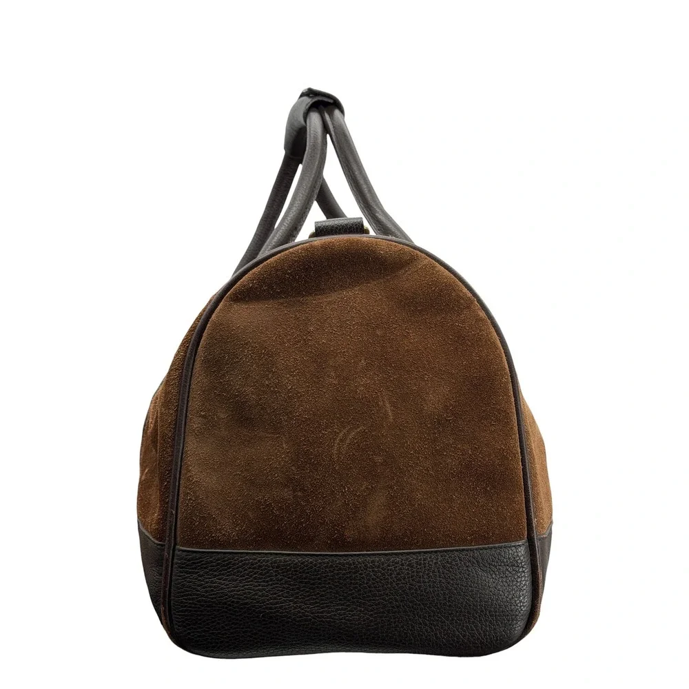 Marlboro Vintage Bag Leather Suede Grit Weekender Duffel Bag Brown Large Travel